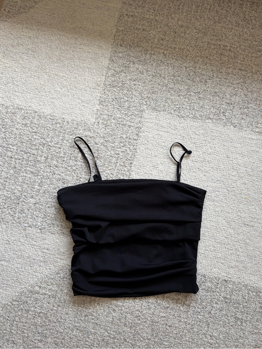 IRO Paris Black Spaghetti Strap Ruched Tank Top